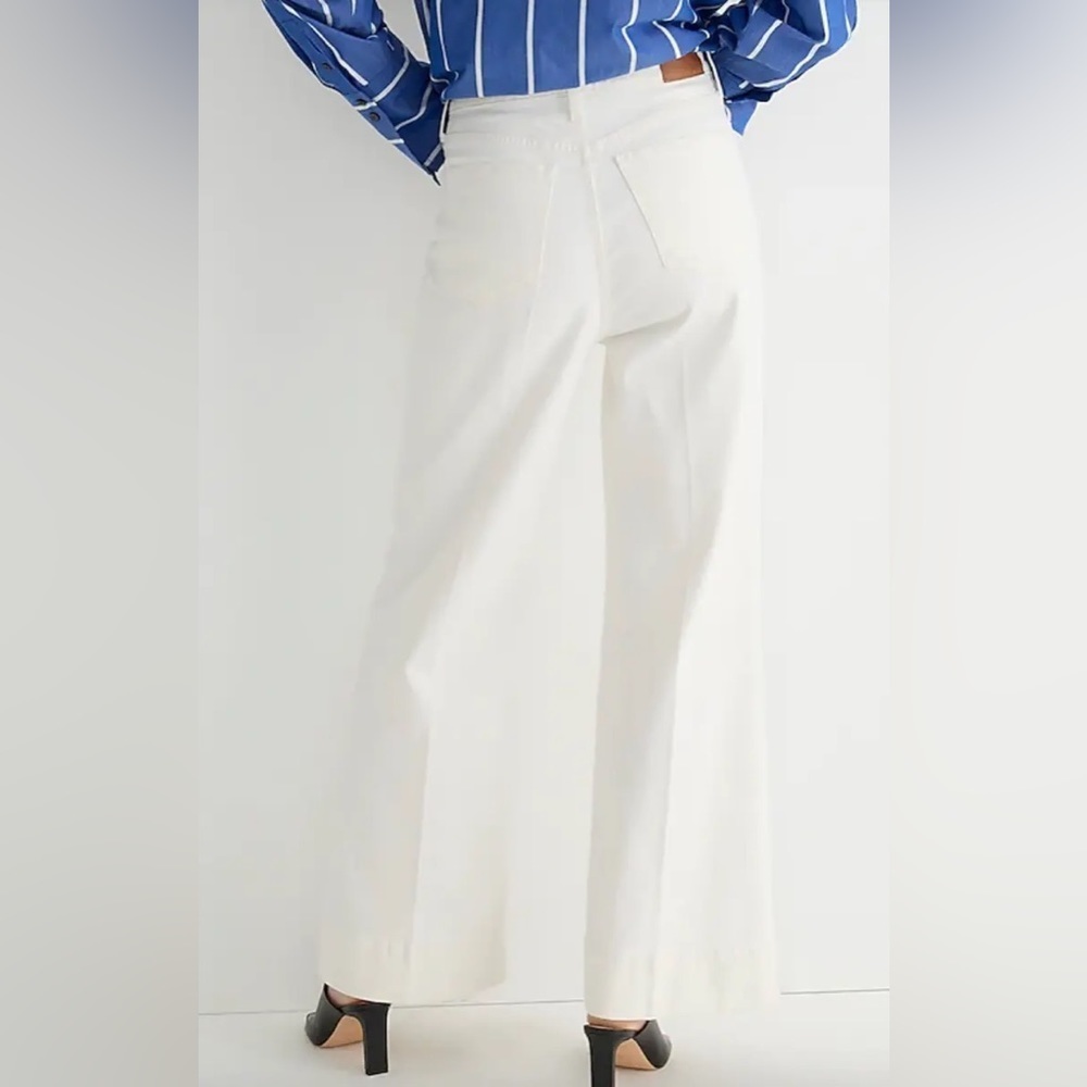 J. Crew White Wide Leg Petite Trousers - Picture 2 of 4